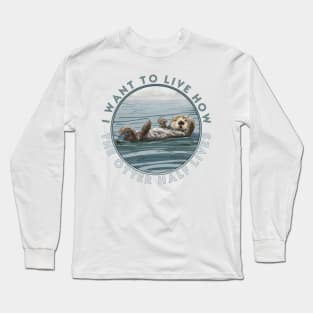 Sea Otter chilling out in the ocean looking cute Long Sleeve T-Shirt